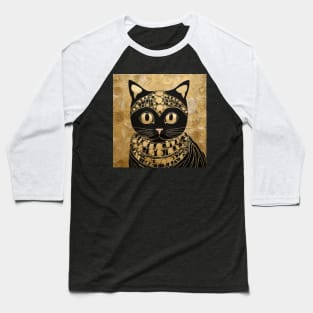 Black and Gold Klimt Cat in Egyptian Costume Baseball T-Shirt